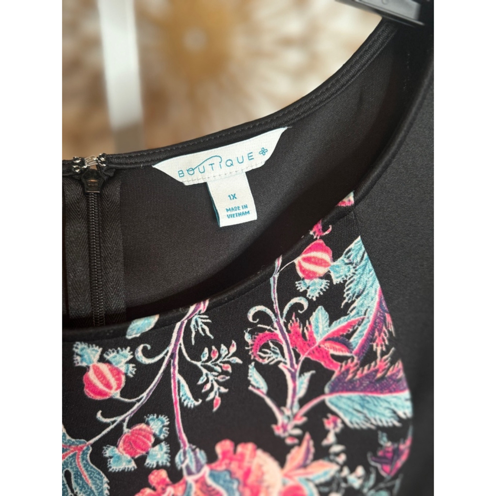 Women's Boutique 9 Dress 1X Black‎ Floral - Picture 3 of 5